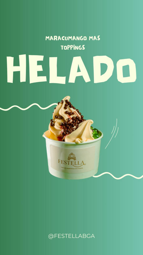 Helado maracumango con toppings