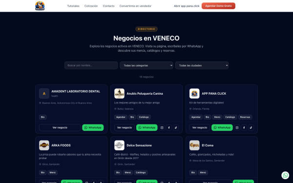Directorio público de negocios de VENECO